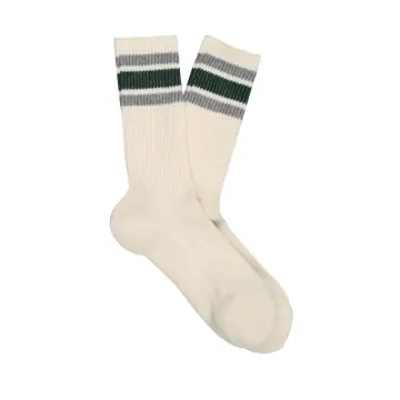 Women's Organic Cotton Socks in Green and Gray Stripes